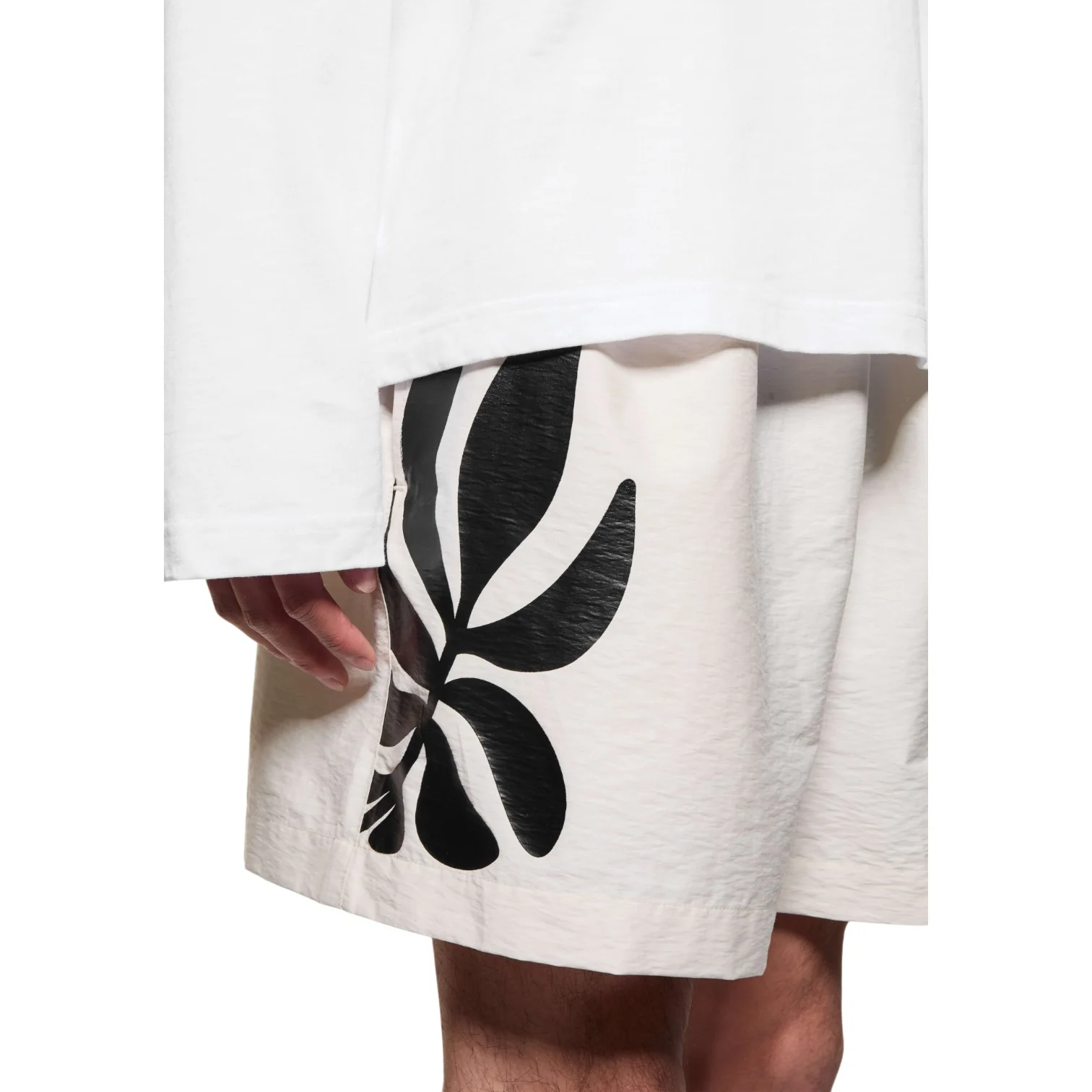Botanical Print Wide Leg Shorts White - Image 3