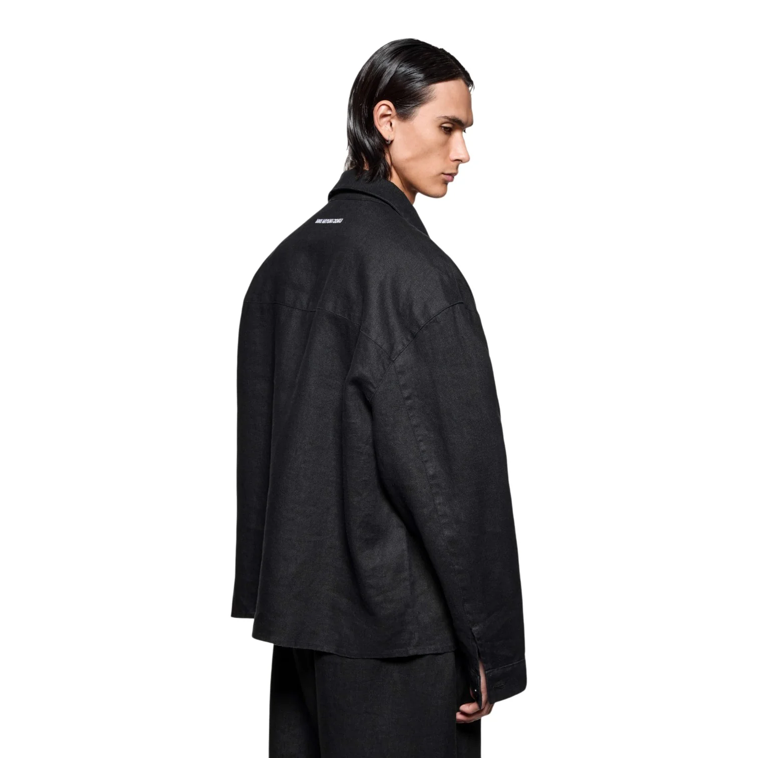 Linen Box Dress Shirt Black - Image 2