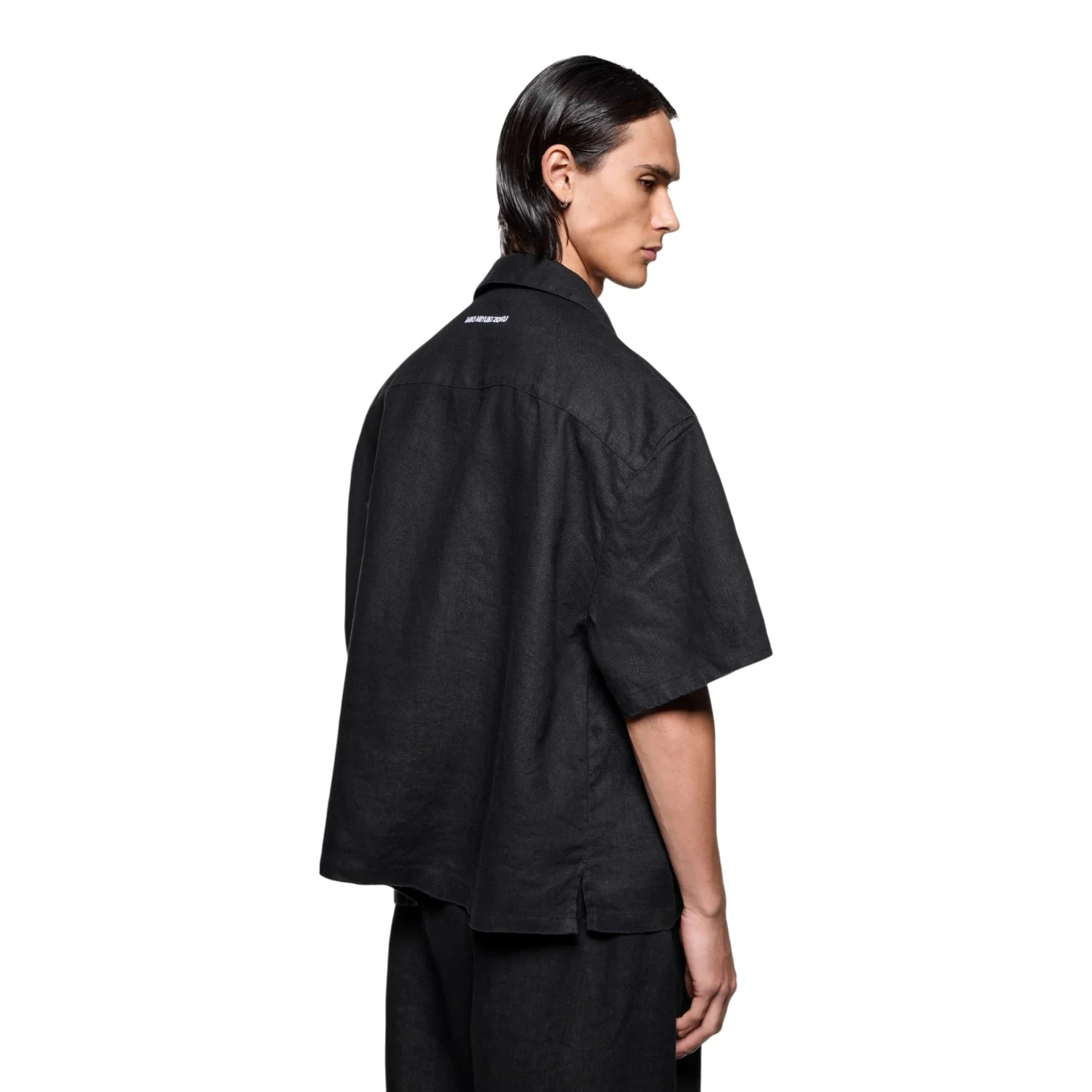 Linen Vacation Shirt Black - Image 2