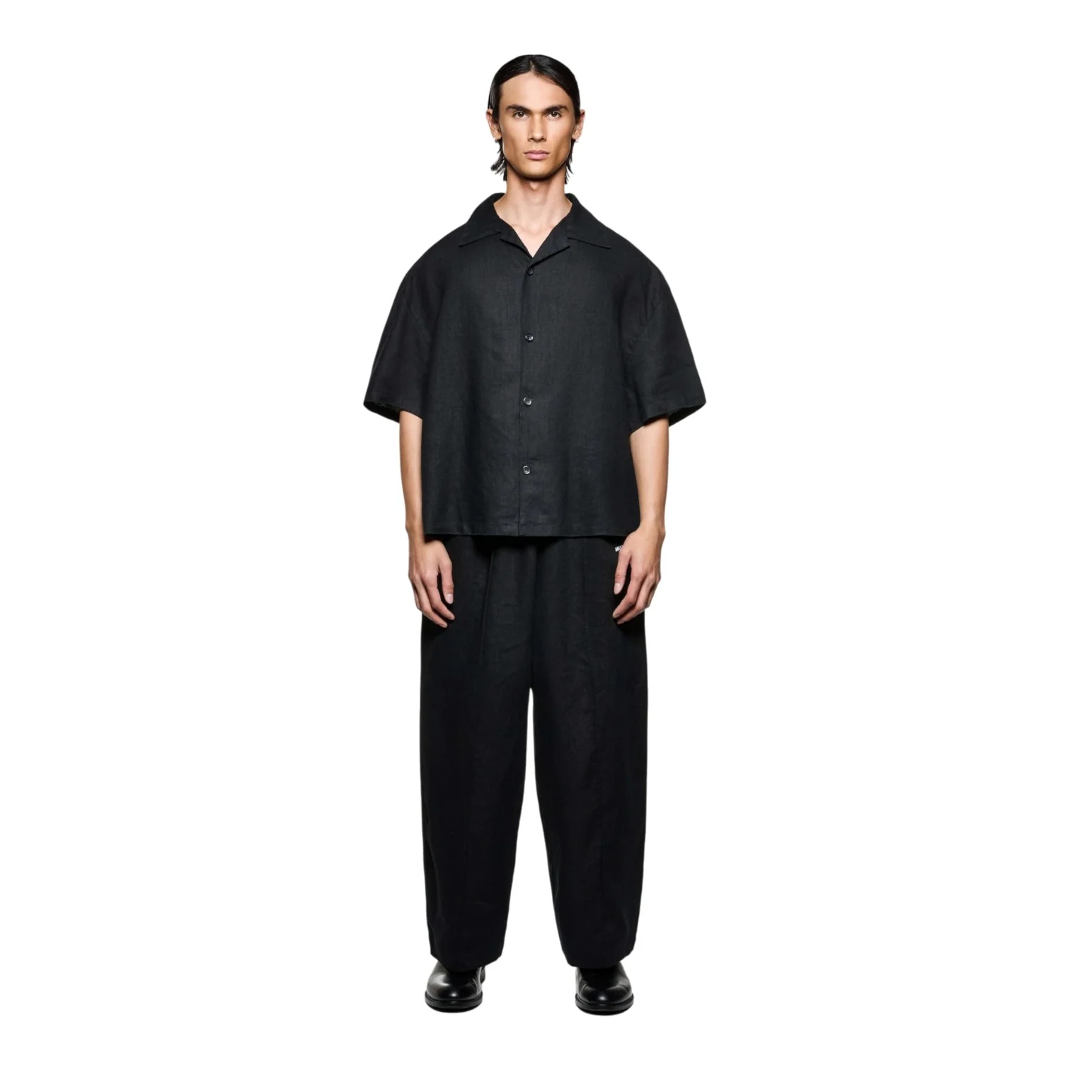 Linen Vacation Shirt Black - Image 3
