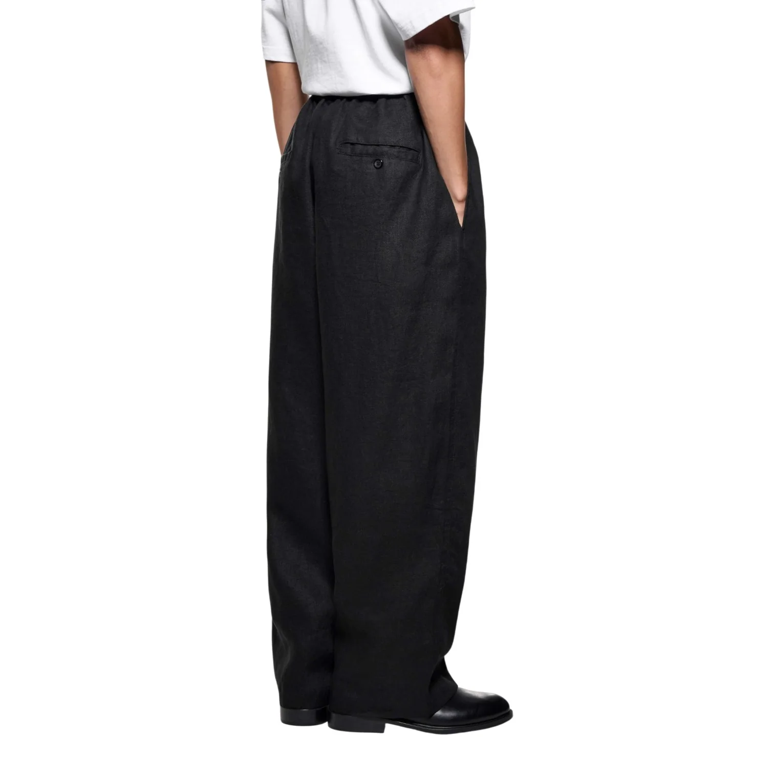Linen Wide Leg Pants Black - Image 2