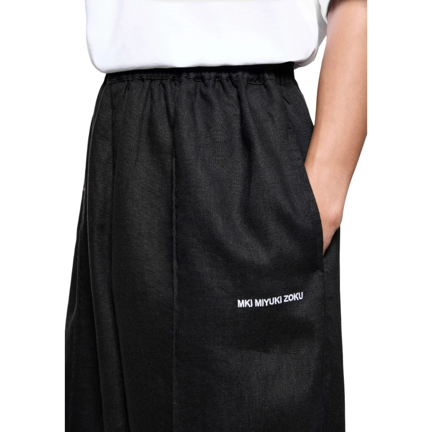 Linen Wide Leg Pants Black - Image 3