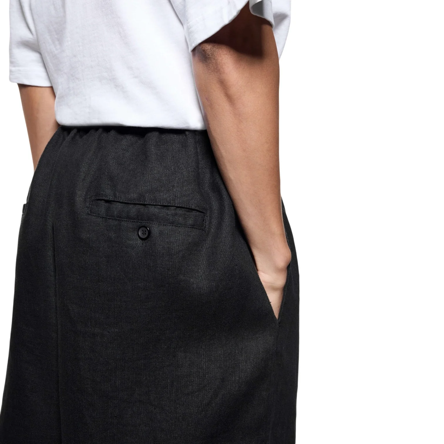 Linen Wide Leg Pants Black - Image 4