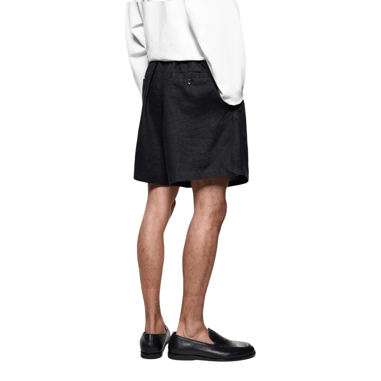 Linen Wide Leg Shorts Black - Image 2