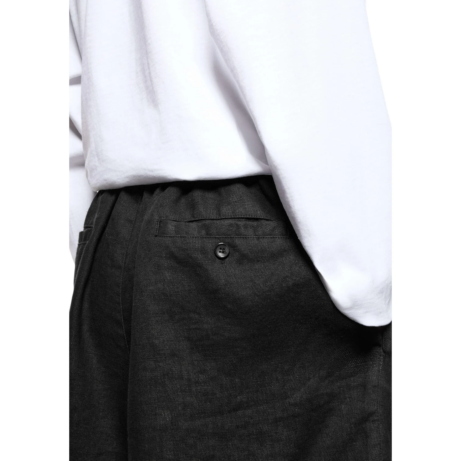 Linen Wide Leg Shorts Black - Image 4
