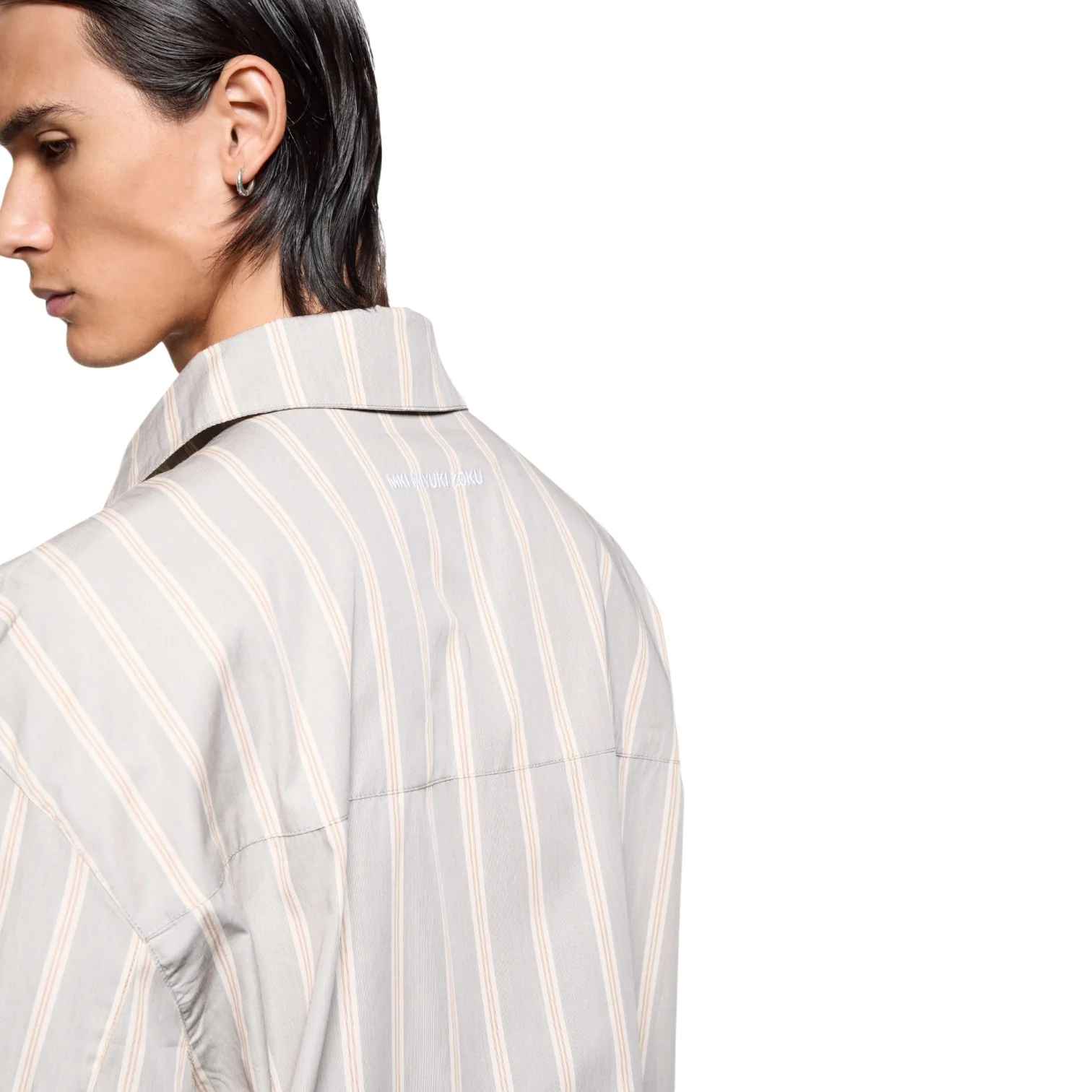 Poplin Stripe Box Dress Shirt Light Grey - Image 4