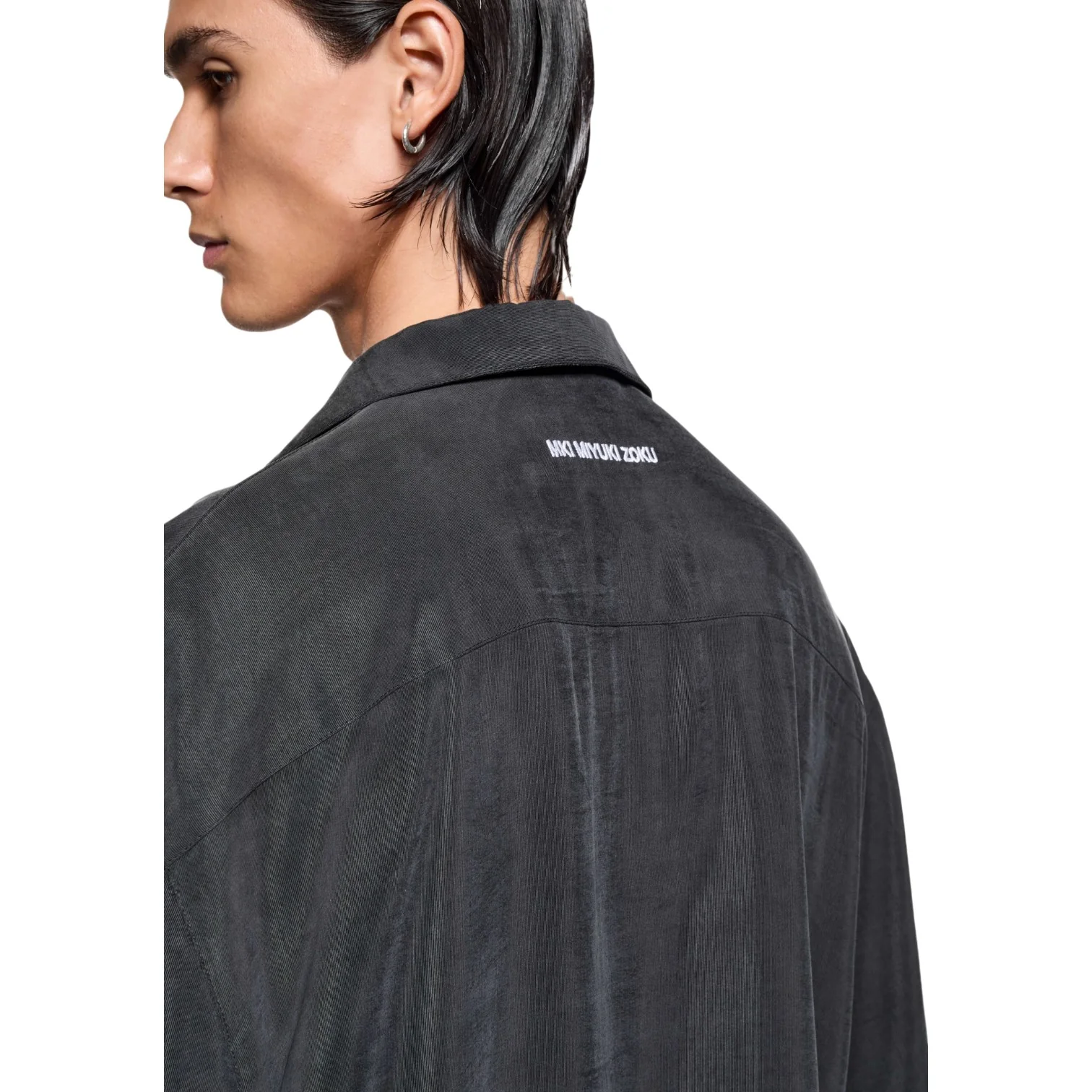 Ribbed Cupro Vacation Shirt Black - Image 4