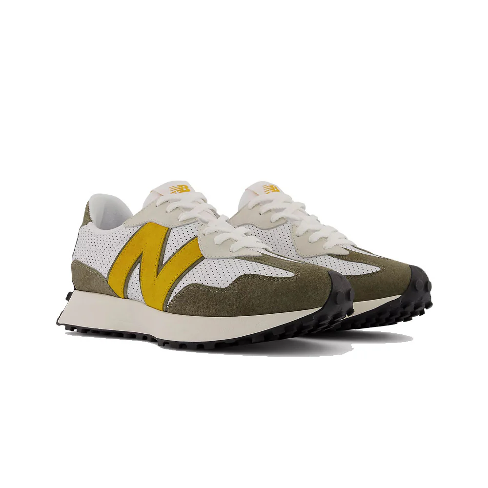 New Balance 327 White Yellow Olive - Image 3