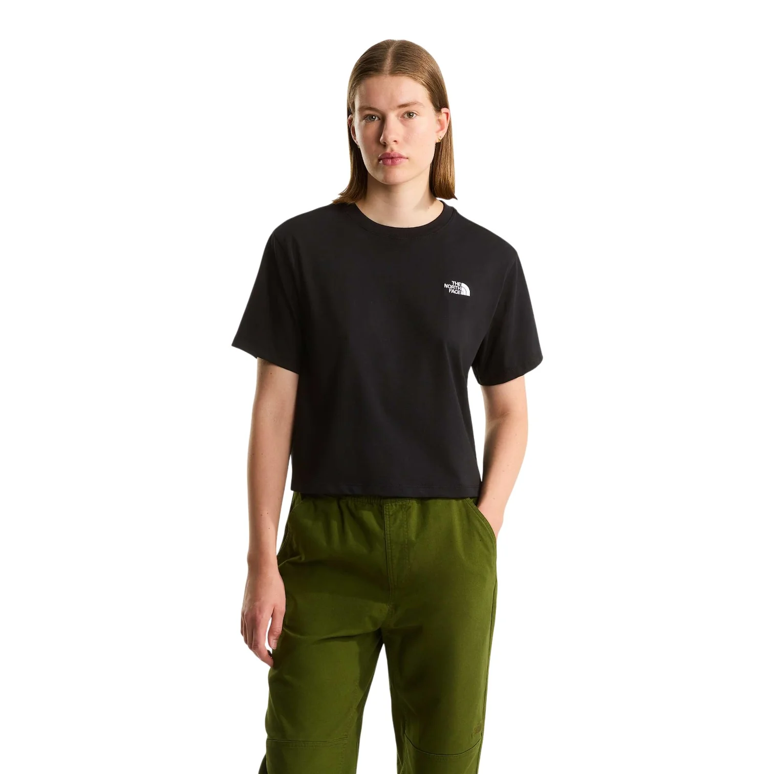 W EVOLUTION SIMPLE DOME CROP RLX SS TEE TNF BLACK - Image 3
