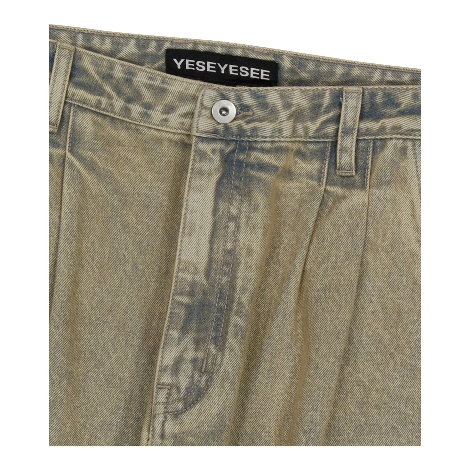 Two Tucked Hairy Denim Pants - Image 3